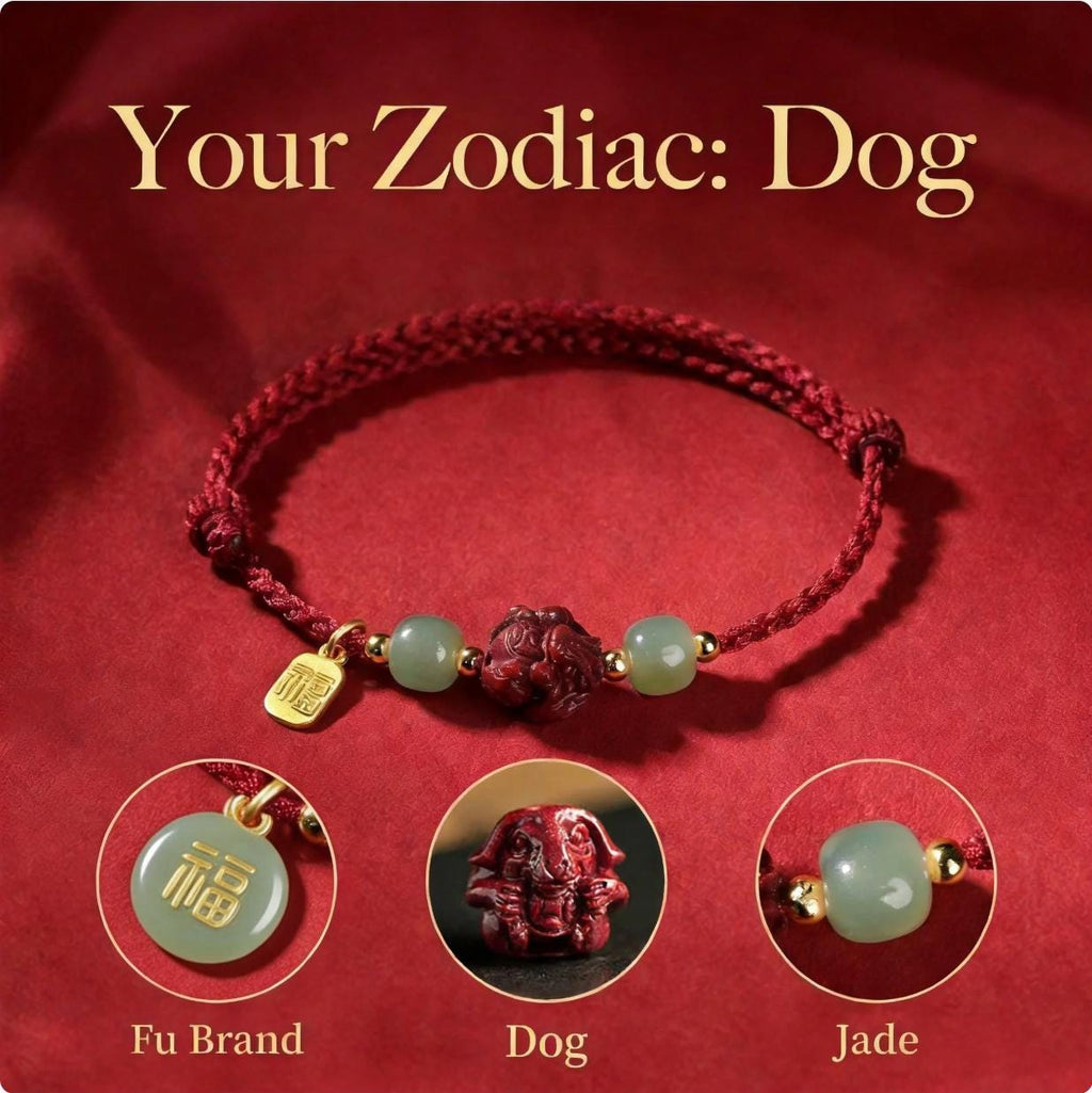 Zodiac Red String Bracelet,Cinnabar Animal Charm, Jade Beads, Fu Lucky Charm,Adjustable Protection Bracelet, Handmade Knot, Gift for Her Him