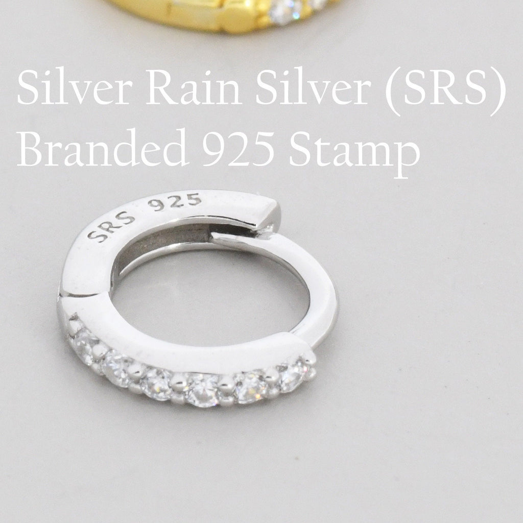 Skinny CZ Huggie Hoops in Sterling Silver, Silver or Gold, Minimalist Hoop Earrings, 6mm, 7mm, 8mm Hoops, cartilage hoops,
