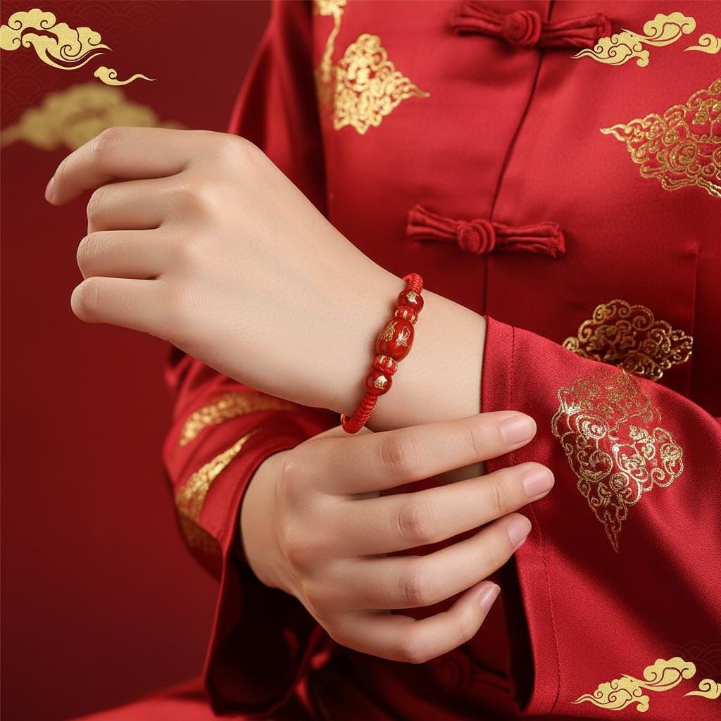 Buddhist Spiritual Zodiac Red String Bracelet | Temple Blessed Agate Protection Bracelet | Feng Shui Lucky Amulet for Horse, Rat & Rabbit
