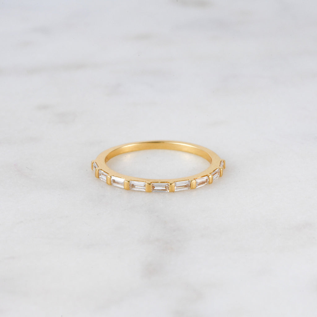 Dainty Baguette Stacking Ring, Gold Minimalist Ring, CZ Ring, Simple Diamond Ring, Silver Ring, Thin Ring, Gift for Her, Delicate Ring