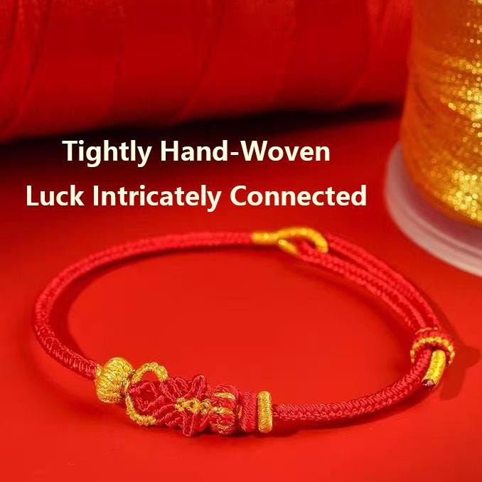 2027 Tai Sui Red String Bracelet, Zodiac Protection Amulet, Handwoven Lucky Knot, Temple Blessed Chinese Red String, Goat Rat Ox Dog