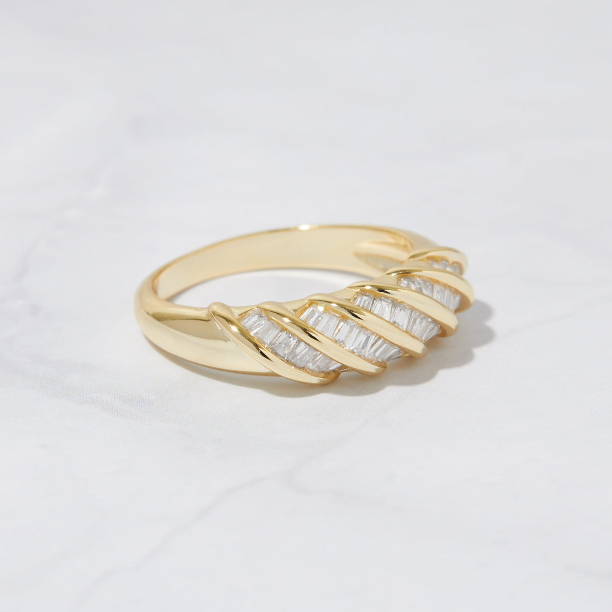 Baguette Ring, Twist Baguette Ring, Stacking Ring, Gold Ring, Minimalist Ring, Sterling Silver Ring, Croissant Ring, Dome Ring, Dainty Ring