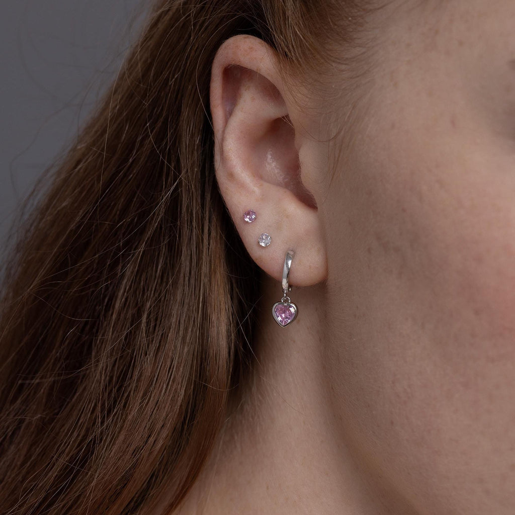 Sterling Silver Tiny Birthstone Stud Earrings, 3mm Birthstone CZ Earrings, Stacking Earrings