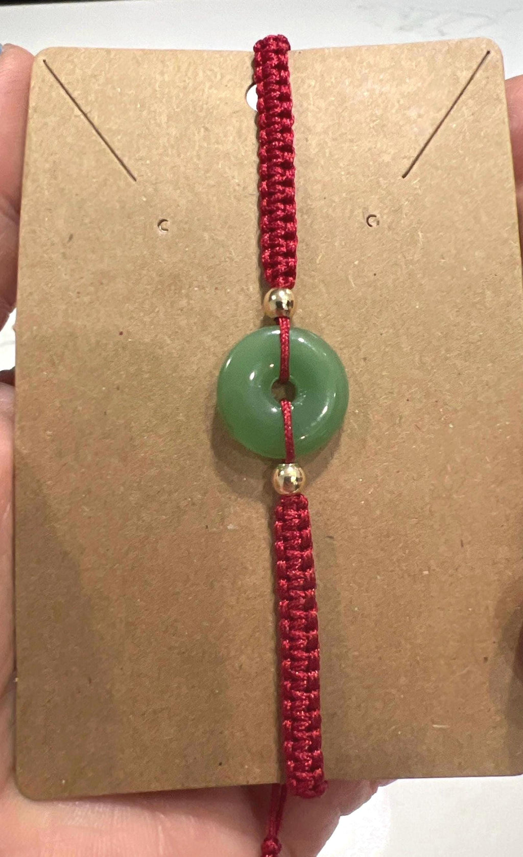 Green Donut Safety Buckle Bracelet ADJUSTABLE, Good Fortune Bracelet, Good Luck Bracelet, Red String Bracelet
