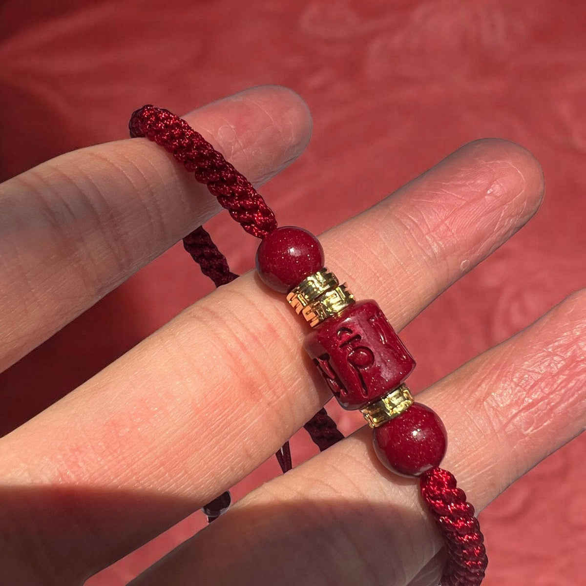 Cinnabar Mantra Bracelet, Spinning Prayer Wheel Red String Bracelet, Mount Putuo Blessed Jewelry, Zodiac Gift