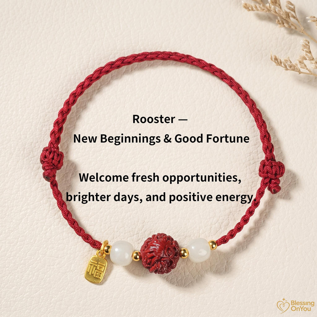 Handmade Red String Zodiac Bracelet, Cinnabar Bead, Temple Blessing Charm (2027 Goat), Jade Beads, Lucky Protection Jewelry,Gift for Her Him
