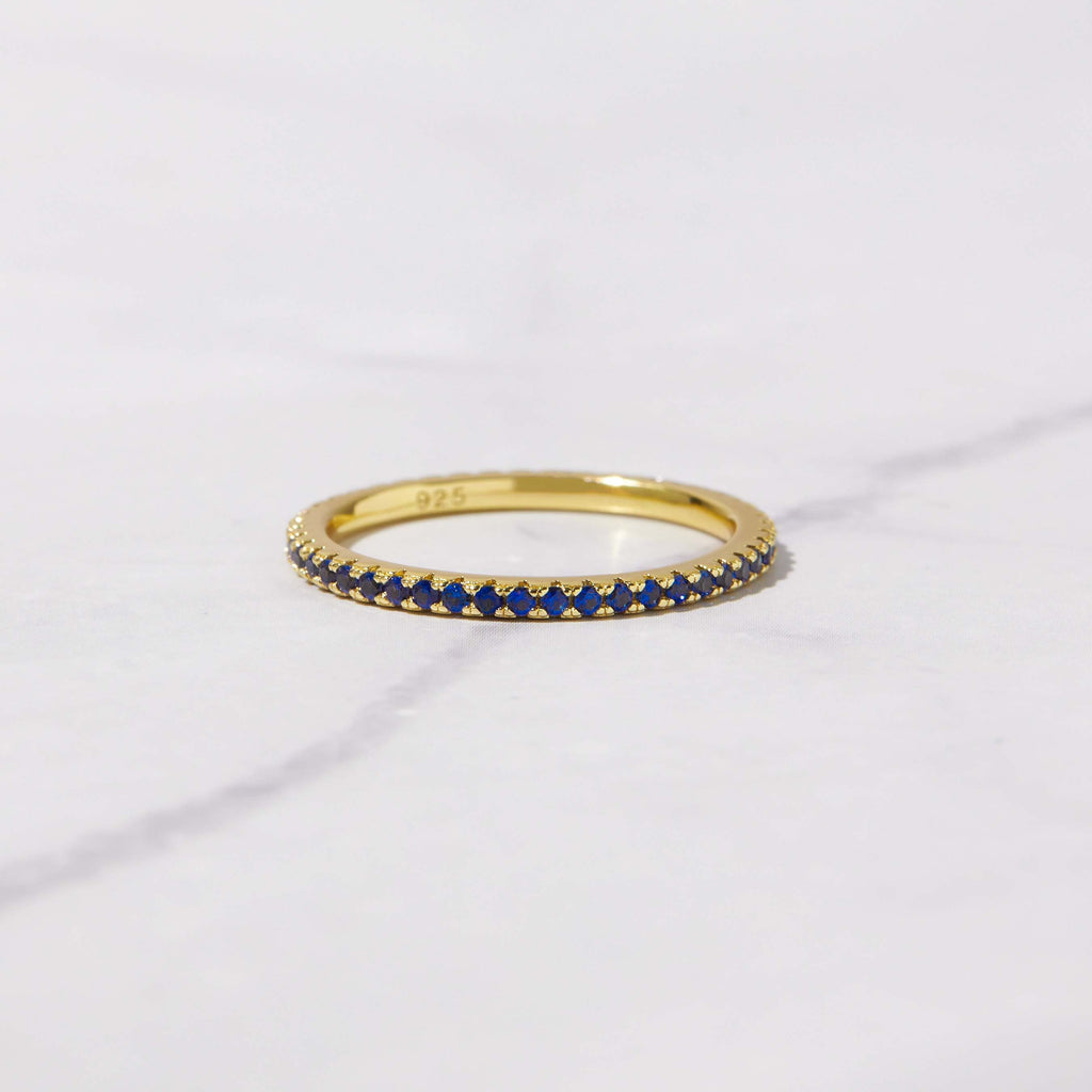 Dainty Sapphire Eternity Ring, Sapphire Ring, Sapphire Stacking Ring, September Birthstone, Minimalist Ring, Simple Ring, Gift for Her
