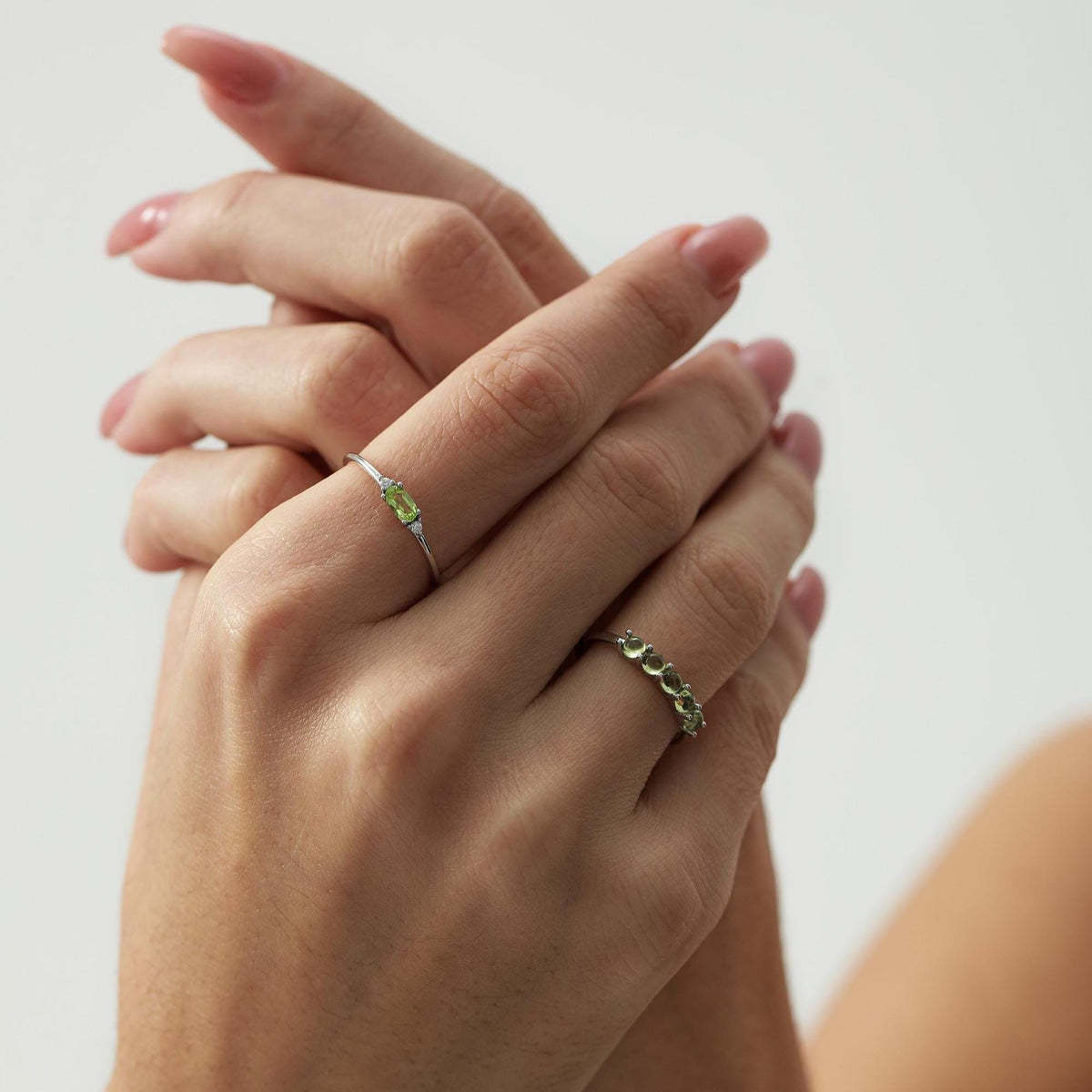 Natural Peridot Ring in Sterling Silver, Genuine Green Periot Ring, Dainty Gemstone Ring, US 5-8. August Birthstone