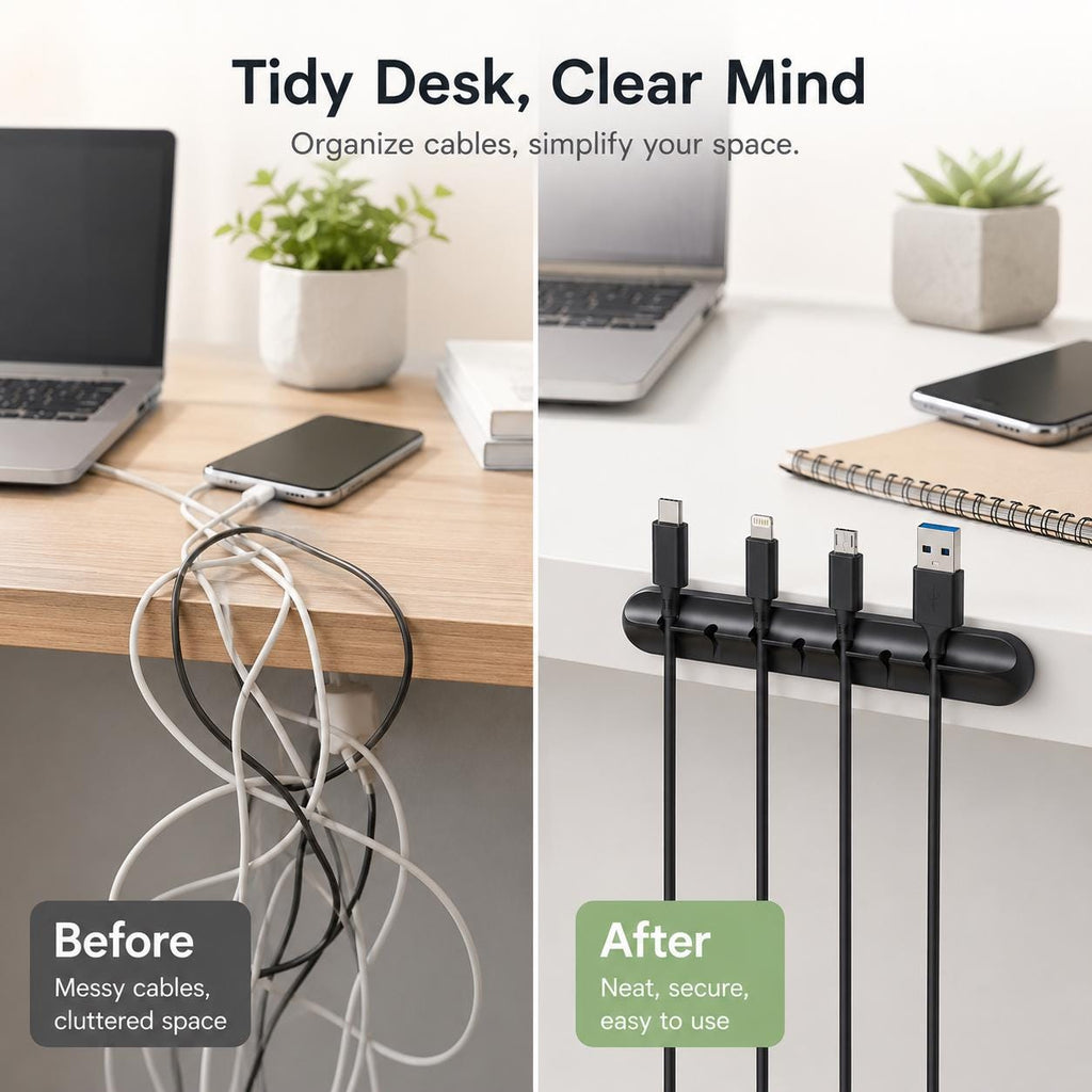 Cable Holder Clips, Adhesive Cord Organizer, Desk Wire Management for USB Charging Cable Nightstand