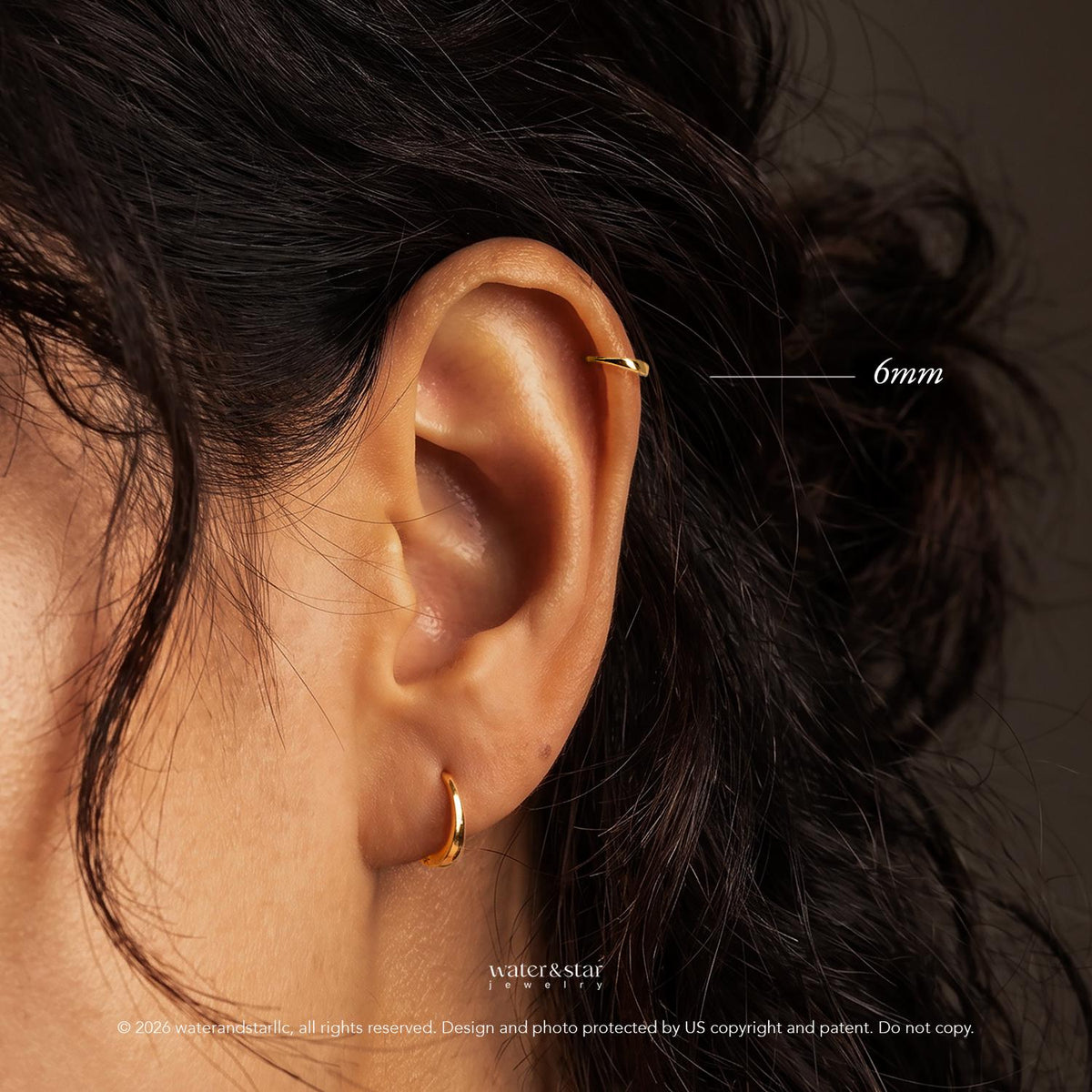 D Shape Sleeper Earrings, Open Hoop Earrings, Backless Half Hoops, Dainty Cartilage Hoop, Small Gold Huggie, Sterling Silver Nap Earrings
