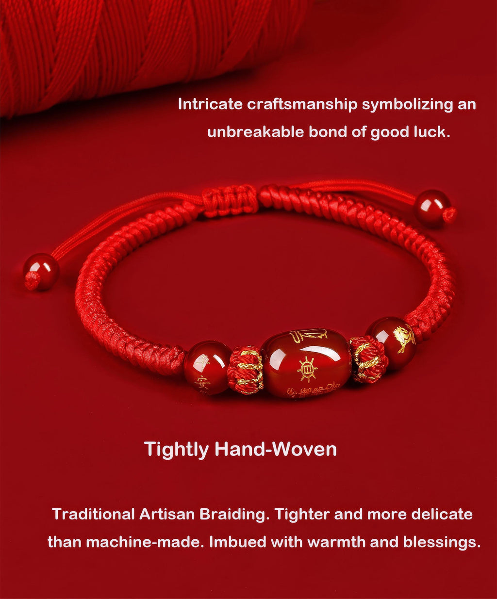 2027 Year of the Goat Protection Bracelet, Red String Agate Amulet, Feng Shui Good Luck Gift for Zodiac Goat, Rat, Ox, Dog
