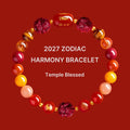 2027 Zodiac Gift Bracelet, Tai Sui Protection Bracelet, Natural Cinnabar & Gemstones, San He Liu He Talisman, Temple Blessed Chinese Zodiac