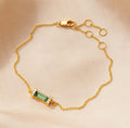 Peridot baguette birthstone bracelet in 18 ct gold vermeil, August birthstone bracelet, Green gemstone, Gift for wife, Dainty gold bracelet