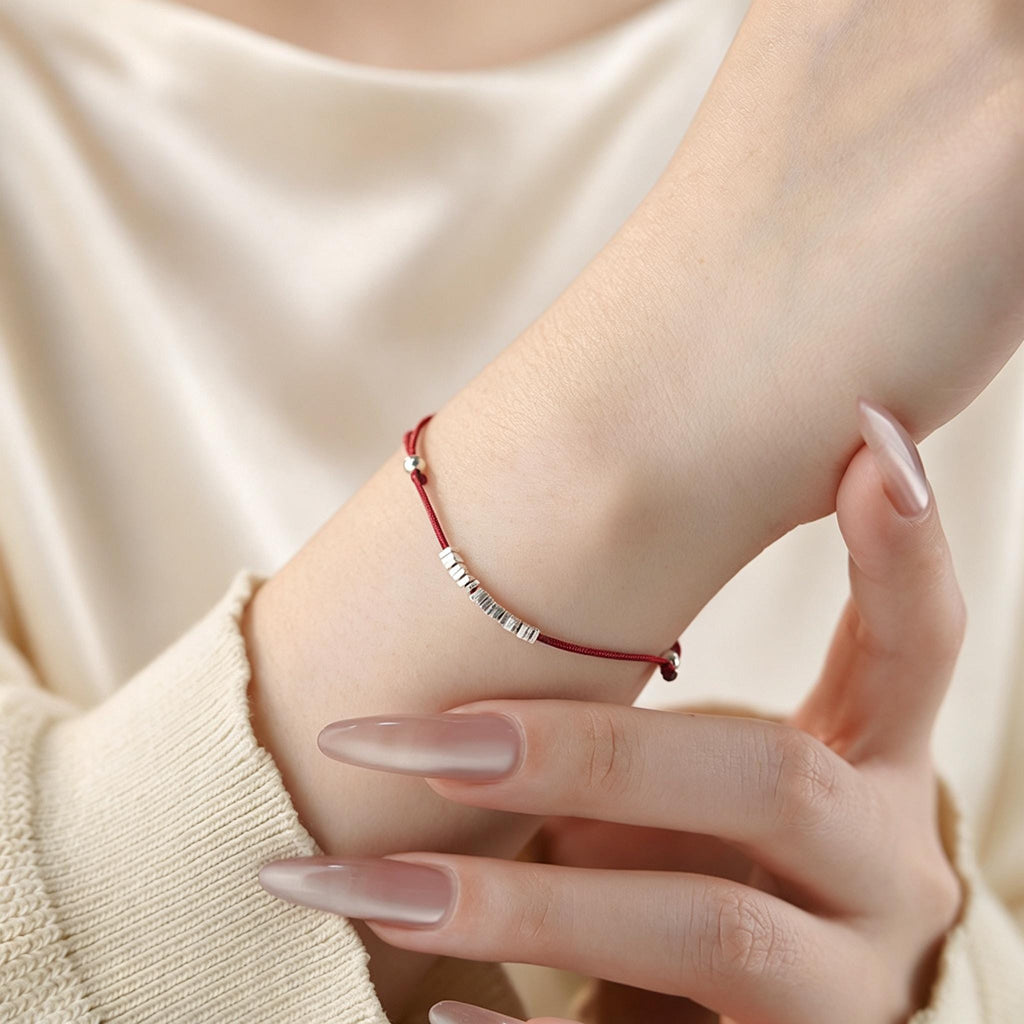 Whispers of Peace 999 Silver Red String Bracelet, Red Cord Bracelet, Good Luck & Protection Jewelry, Peace Blessing Gift, Handmade