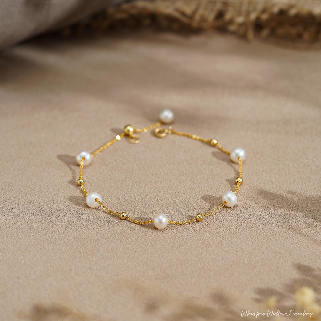 Genuine Natural Freshwater Pearl Bracelet, Minimalist Pearl Bracelet, Pearl Beaded Bracelet, Bridesmaid Bracelet, Wedding Bracelet for Her