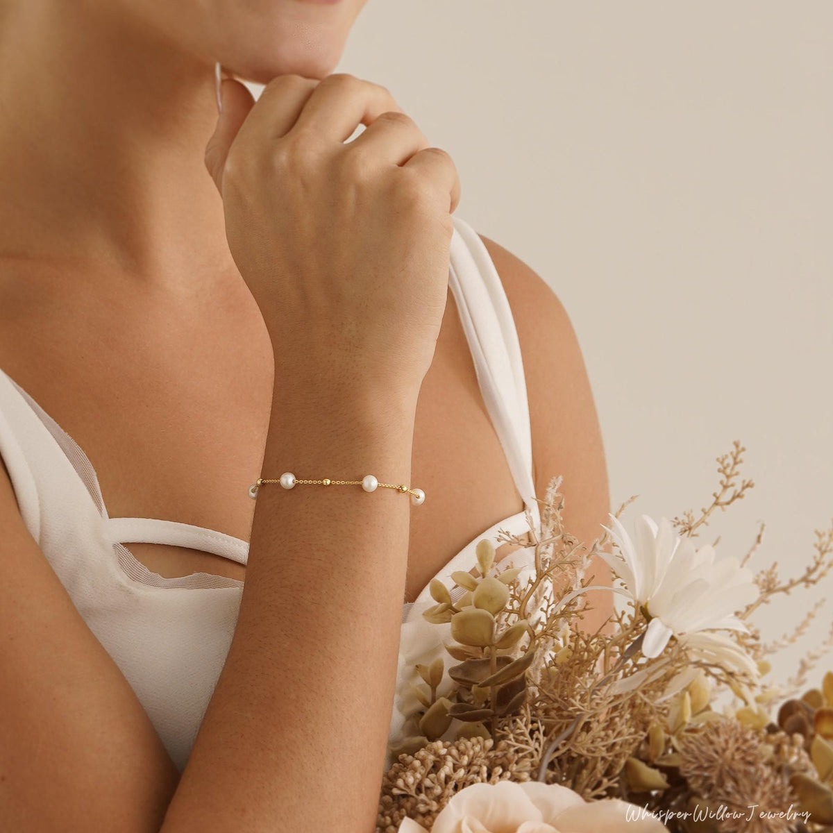 Genuine Natural Freshwater Pearl Bracelet, Minimalist Pearl Bracelet, Pearl Beaded Bracelet, Bridesmaid Bracelet, Wedding Bracelet for Her