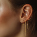 18K Gold Plated Ball Threader Earring: Sterling Silver Double Piercing Chain, second piercing earring, gift for ear piercing, pull through