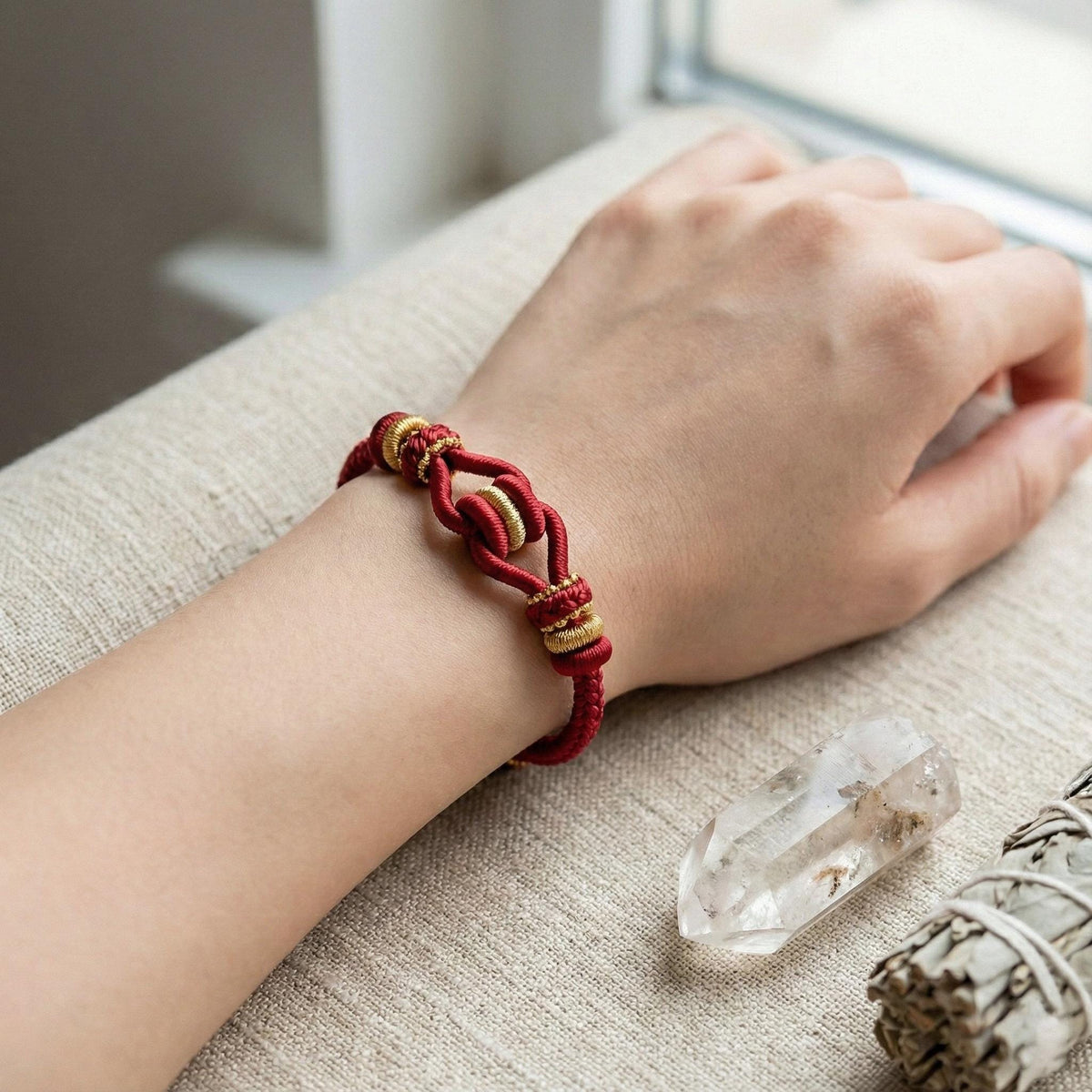 True Love Knot Couple Bracelets, Red String of Fate Amulet, Wedding Gift
