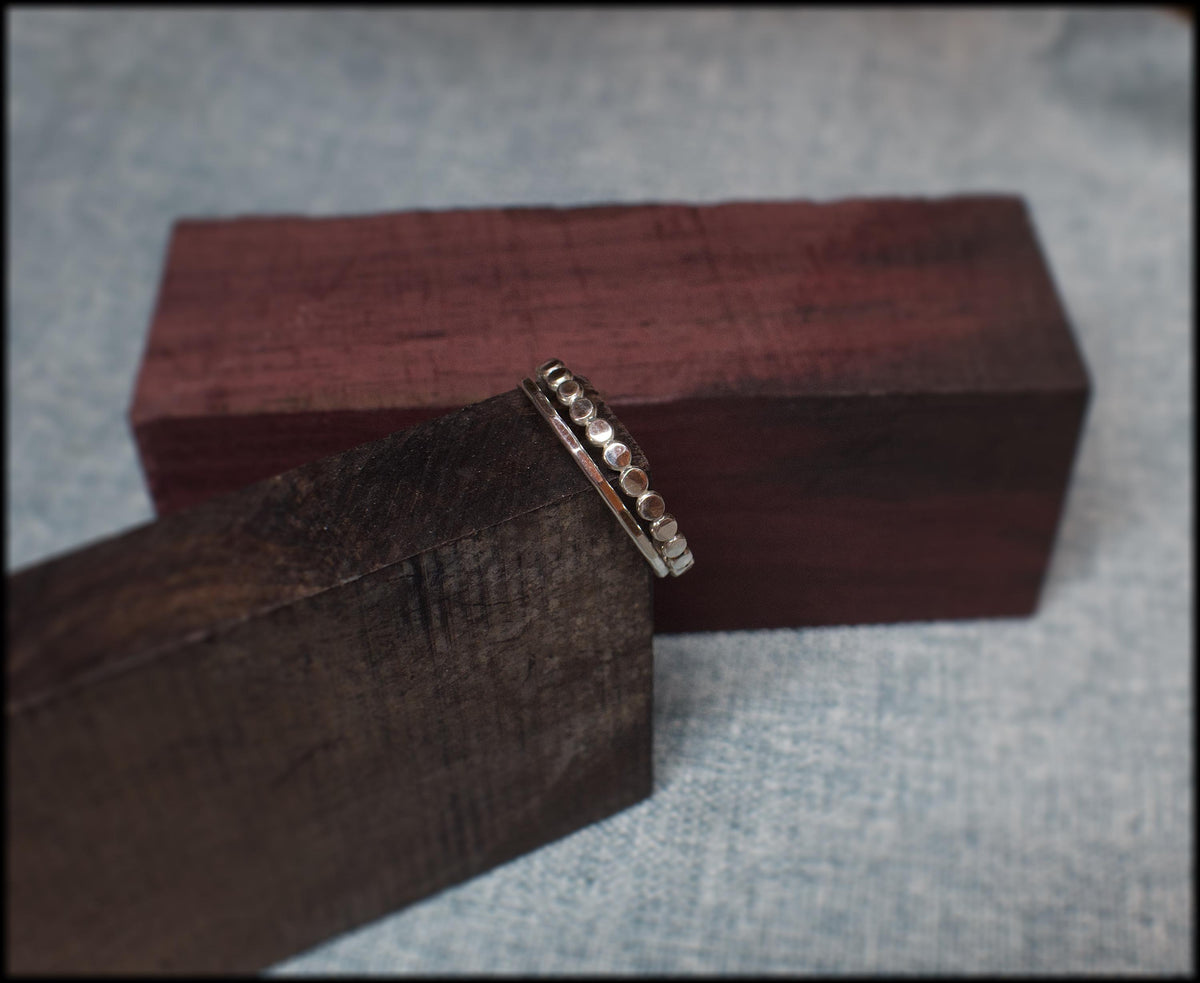 14K Gold Filled Ring Set for 2 flattened bead Ring- Bead Stacking Ring Silver Rose Gold - Minimalist Ring- Stacking Ring Set Gift for Her