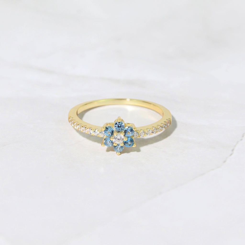 Aquamarine Dainty Ring, Gold Minimalist Ring, March Birthstone Ring, Sterling Silver Ring, Thin Ring, Delicate Ring, Gift for Her, Gemstone