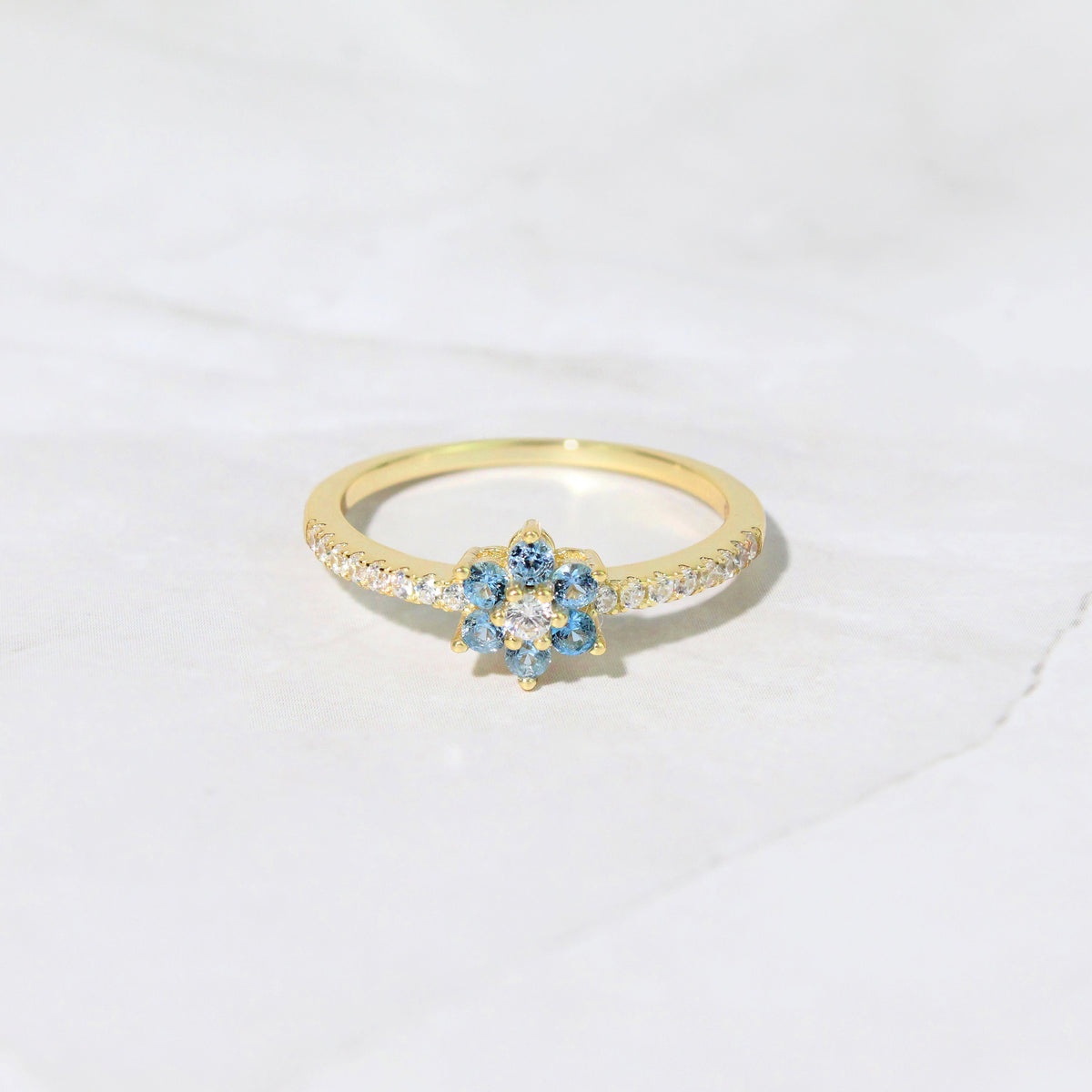 Aquamarine Dainty Ring, Gold Minimalist Ring, March Birthstone Ring, Sterling Silver Ring, Thin Ring, Delicate Ring, Gift for Her, Gemstone