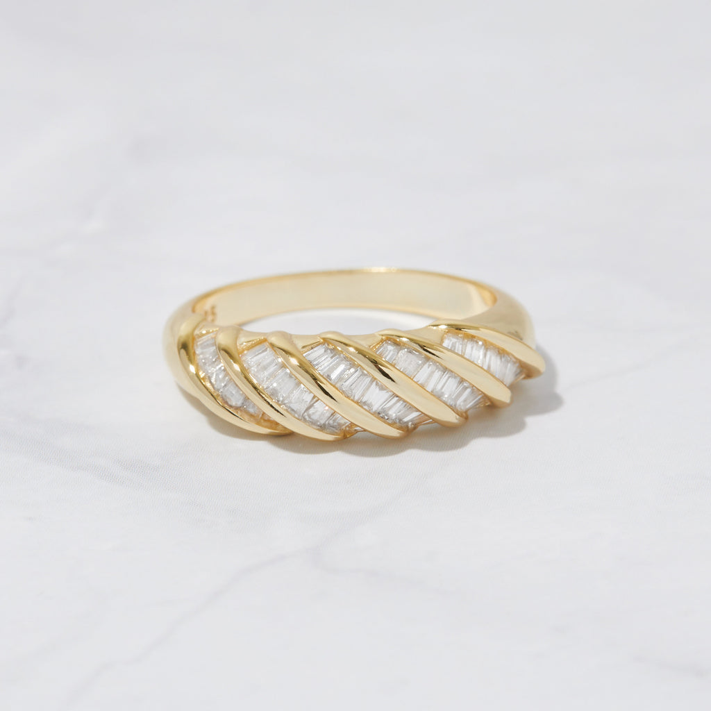 Baguette Ring, Twist Baguette Ring, Stacking Ring, Gold Ring, Minimalist Ring, Sterling Silver Ring, Croissant Ring, Dome Ring, Dainty Ring