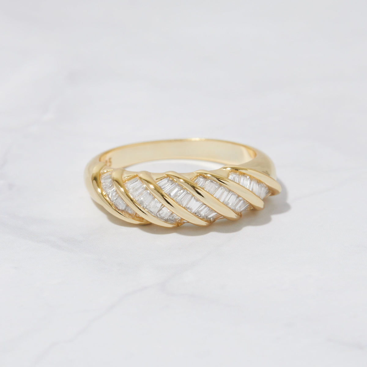 Baguette Ring, Twist Baguette Ring, Stacking Ring, Gold Ring, Minimalist Ring, Sterling Silver Ring, Croissant Ring, Dome Ring, Dainty Ring