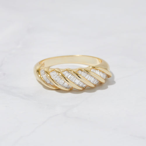 Baguette Ring, Twist Baguette Ring, Stacking Ring, Gold Ring, Minimalist Ring, Sterling Silver Ring, Croissant Ring, Dome Ring, Dainty Ring