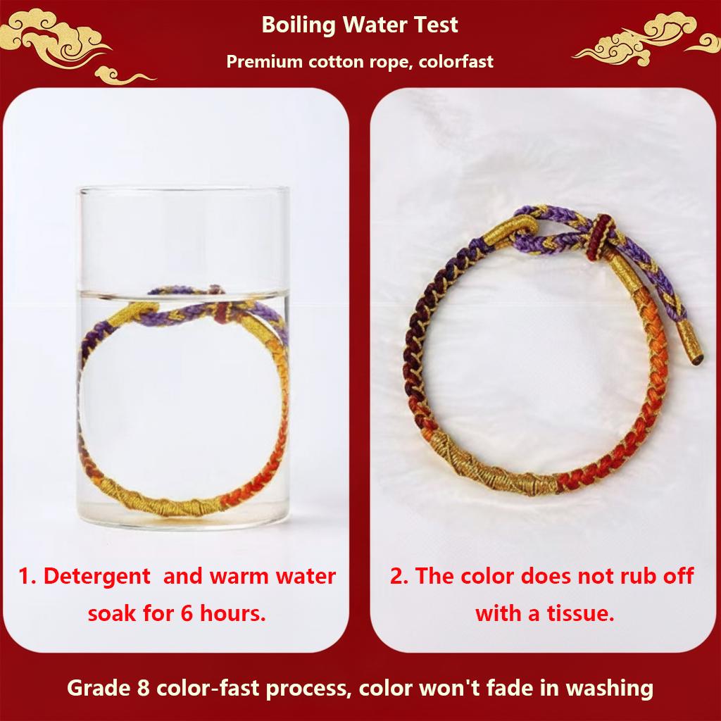 Temple Blessed Red String Bracelet, Feng Shui Protection Bracelet, Lucky Charm Amulet, Handwoven Spiritual Jewelry Gift for Women Men