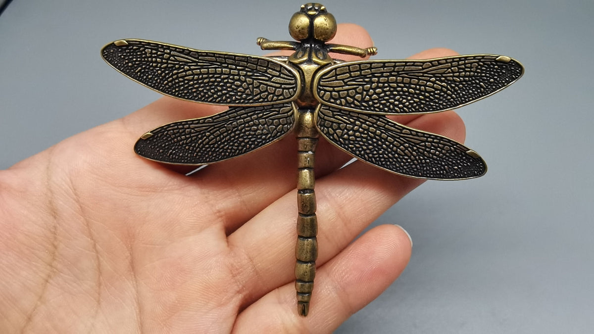Brass Dragonfly Statue, Home Decor, Detachable Wing Sculpture, Animal Sculpture