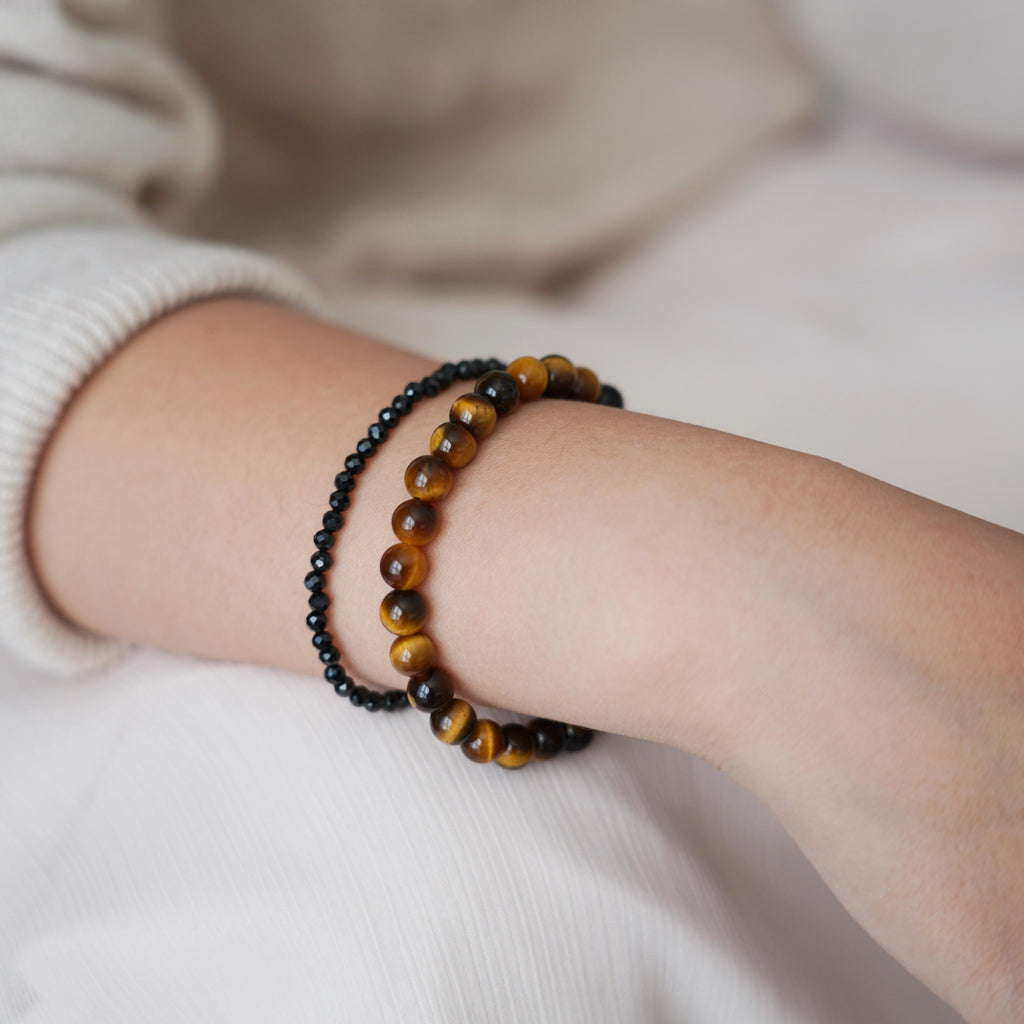 Natural 3mm Black Tourmaline Bracelet - Grounding Stone Shield Against Negative Energy - Protection Healing Crystal Bracelet Gift for her