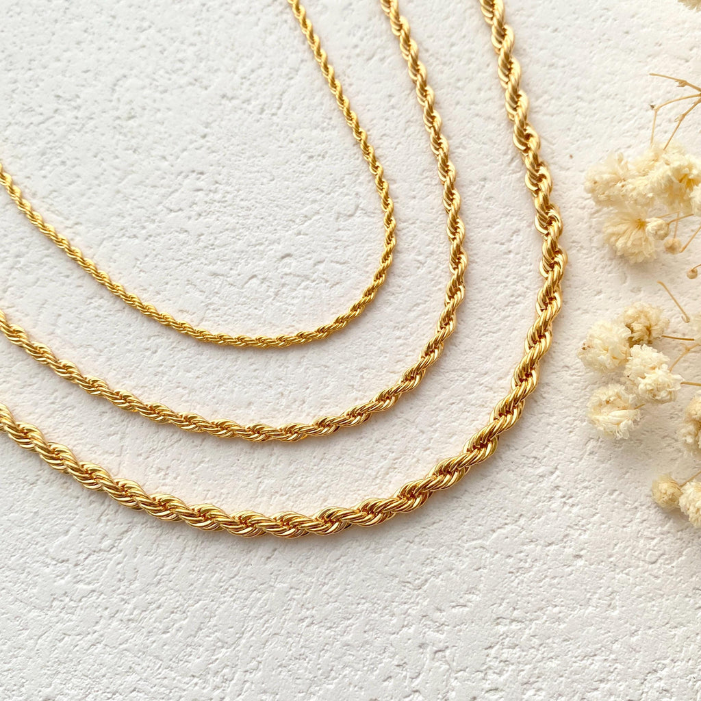 18K Gold Filled Chain Necklace,Rope Chain Necklace,Twist Chian,Everday Chain Necklace,Dainty Chain,Chain for Man & Women,Christmas Gifts