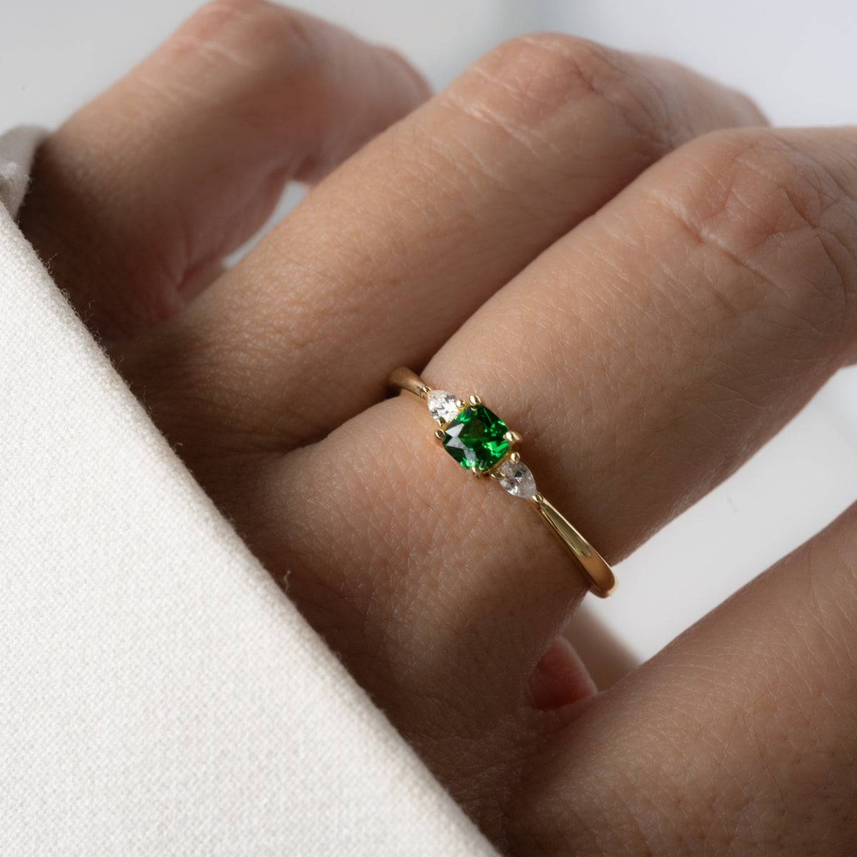 Dainty Emerald Ring, Emerald Stacking Ring, May Birthstone, Minimalist Emerald Ring, Gift for Her, Gemstone Ring, Promise Ring, Dainty Ring