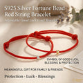Buddhist Blessing Bracelet | 925 Silver Lucky Amulet Protection Bracelet | Red String Jewelry | Good Fortune Spiritual Gift | Minimalist