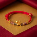 Red Cord Unicorn Bracelet, Handmade Lucky Charm Bracelet, Gold Unicorn Friendship Bracelet, Adjustable Woven Bracelet, Gift for Her