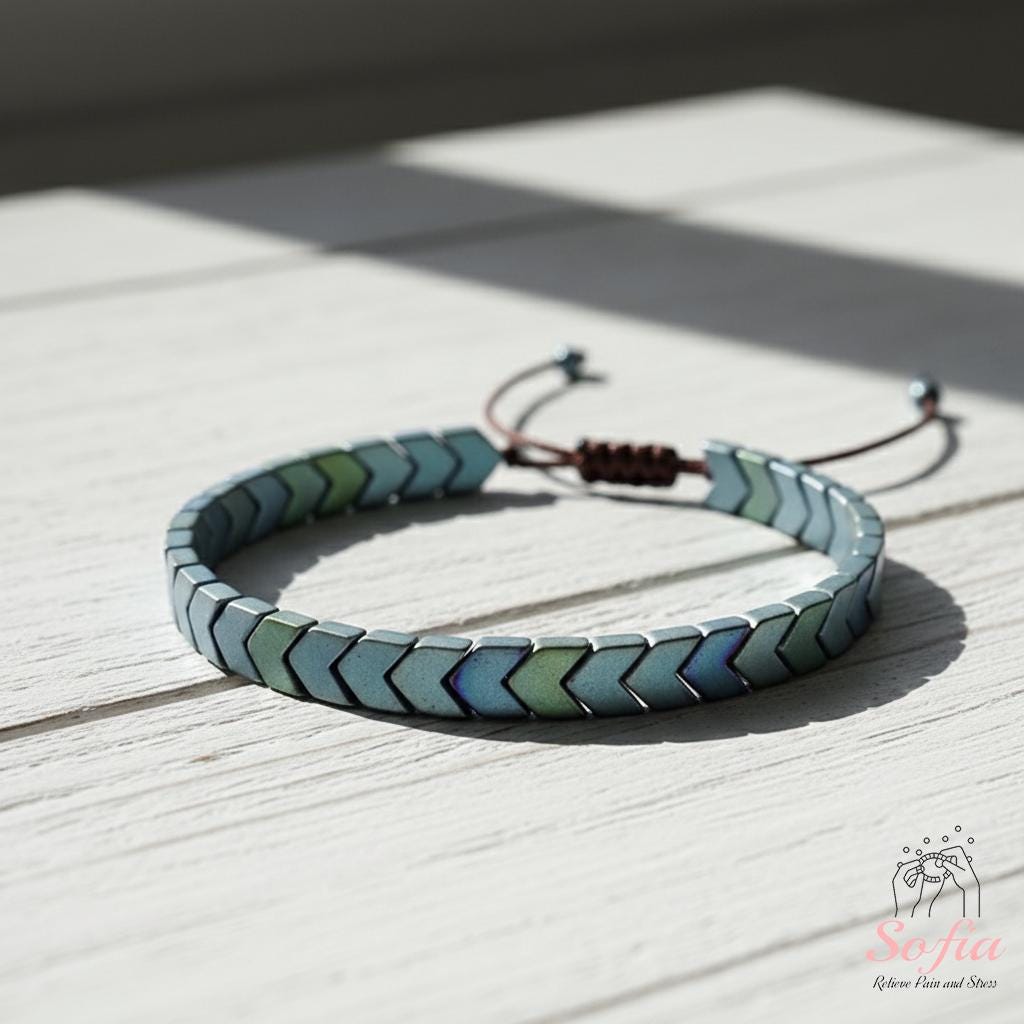 Natural Hematite Beaded Bracelet – Arrow Shaped Beads Dainty Gemstone Jewelry – Minimalist Boho Bracelet