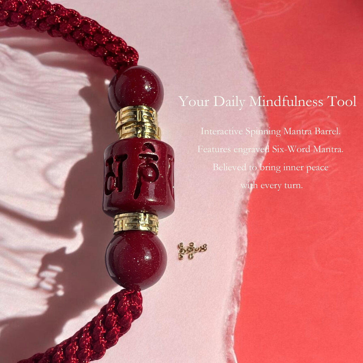 Cinnabar Mantra Bracelet, Spinning Prayer Wheel Red String Bracelet, Mount Putuo Blessed Jewelry, Zodiac Gift