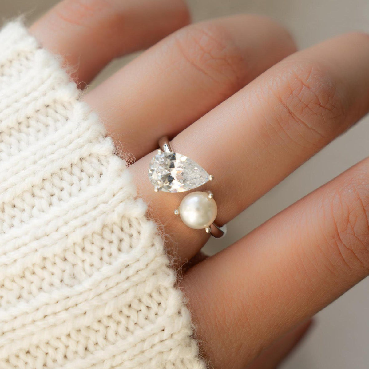 Toi et Moi Ring, Pearl Ring, Two Stone Ring, Promise Ring, Vintage Ring, Gift for Her, Gemstone Ring, Anniversary Gift, Pearl Jewelry