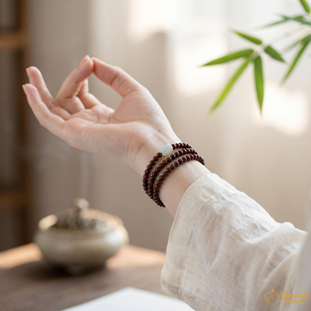 Red Sandalwood Bead Bracelet | Multi Wrap Mala Bracelet | Double Triple Wrap Buddhist Prayer Beads | Minimalist Wood Energy Protection Gift