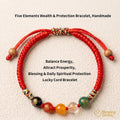 Five Gods Of Wealth Bracelet, 5 Roads Prosperity Bracelet, Woven Hand Rope, Buddhist talisman, Feng Shui Good Luck, Abundance & Protection