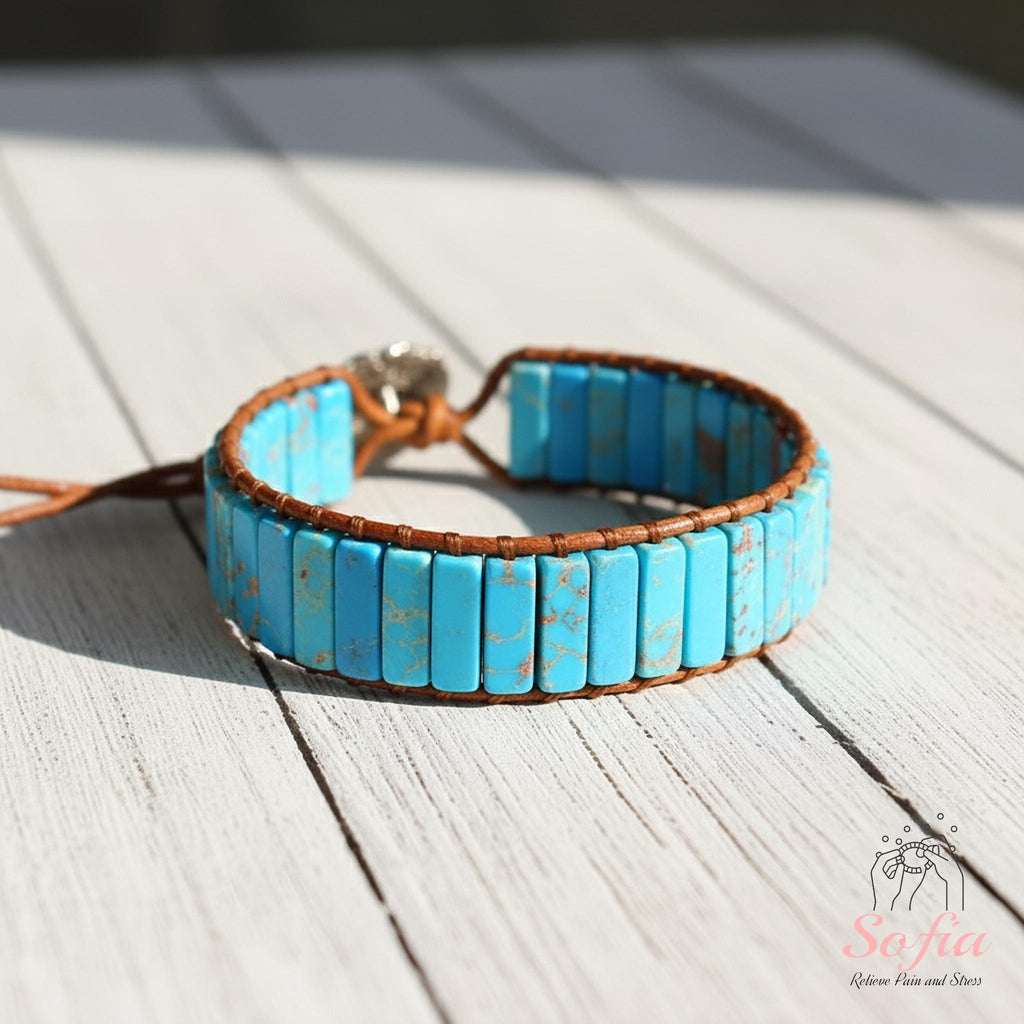 Natural Lapis Lazuli Tube Beaded Braided Bracelet – Blue Gemstone Jewelry – Boho Stackable Bracelet, Adjustable
