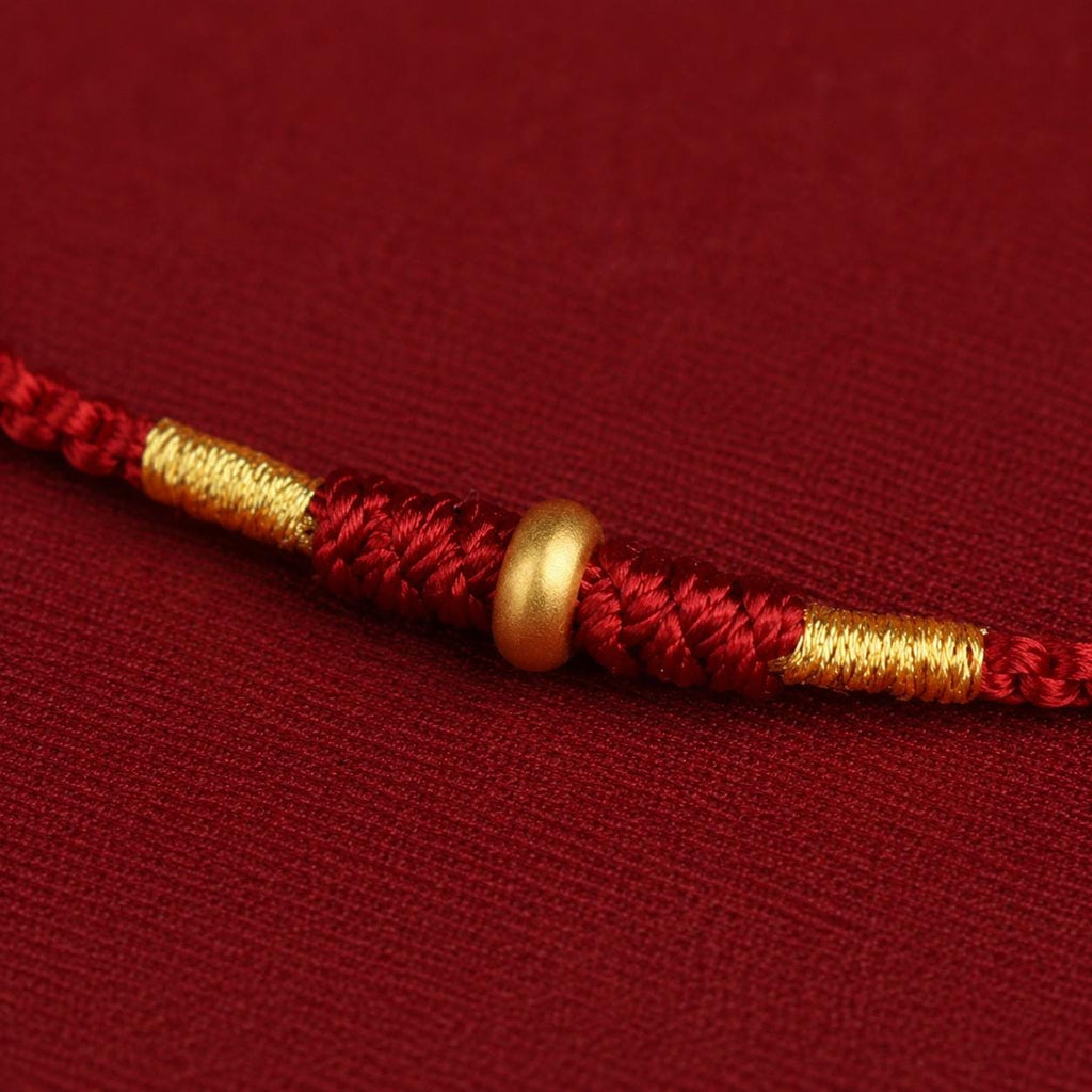 Adjustable Woven Cord Bracelet with 24K Pure Gold Accent