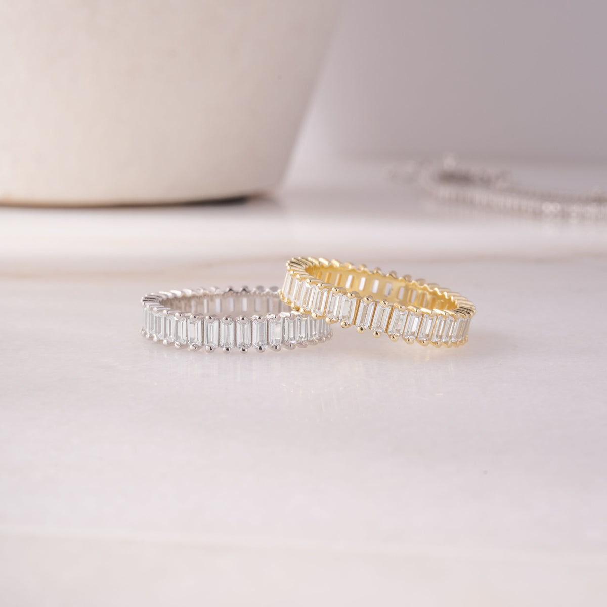 Baguette Ring, Diamond Eternity Band, Statement Ring, Eternity Ring, Engagement Ring, Promise Ring, Minimalist Ring, Gift For Wife