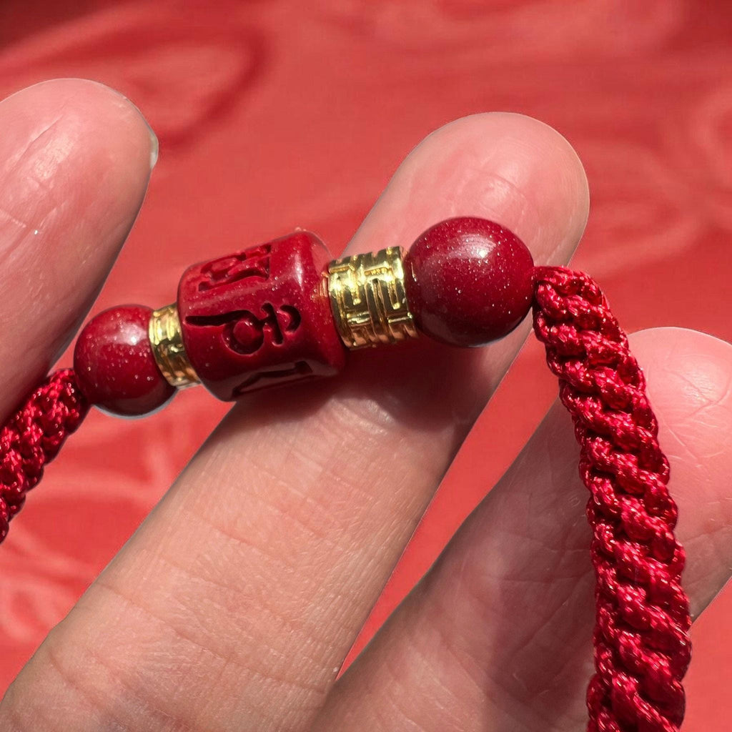 Cinnabar Mantra Bracelet, Spinning Prayer Wheel Red String Bracelet, Mount Putuo Blessed Jewelry, Zodiac Gift