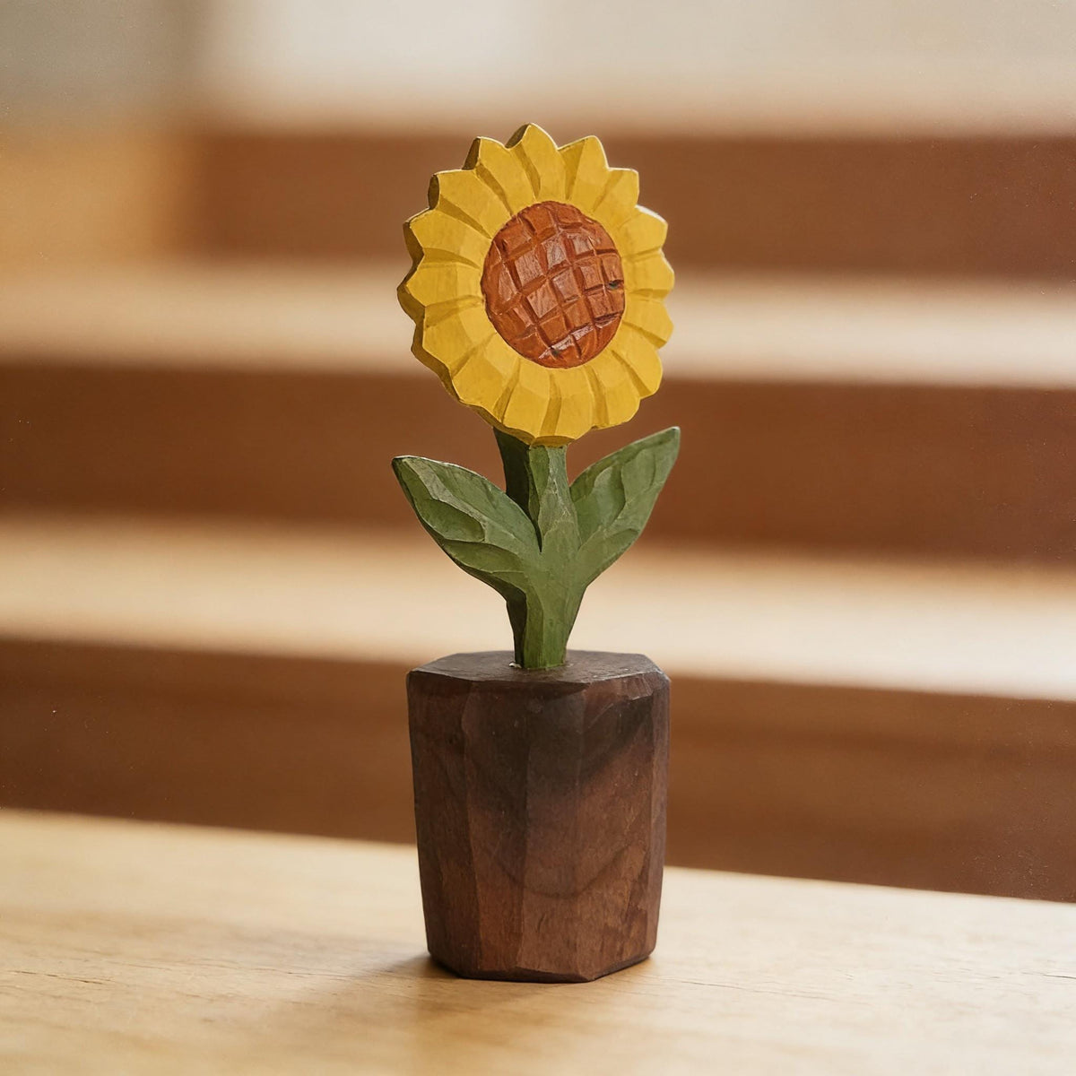 Wooden Sunflower Decor, Hand Carved Wood Flower Sculpture, Rustic Farmhouse Decor, Nature Inspired Gift, Small Wooden Art