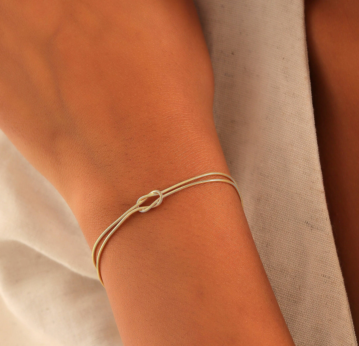 Gold Filled Knot Bracelet, Dainty Snake Chain for Mothers Day Gifts