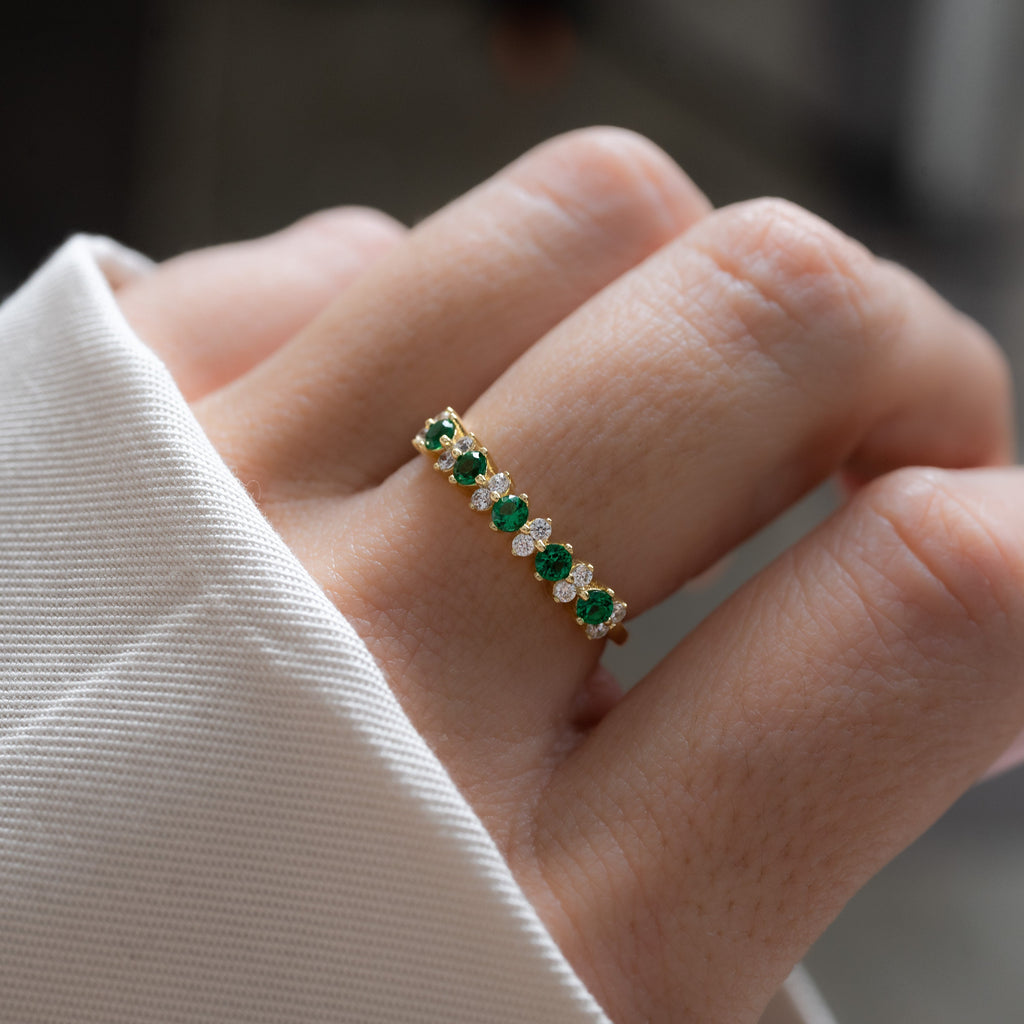 Sami Jewels Emerald Ring, Gemstone Ring, Emerald Jewelry, Gift for Her, Gold Ring, Stacking Ring, May Birthstone Silver Ring Engagement Ring