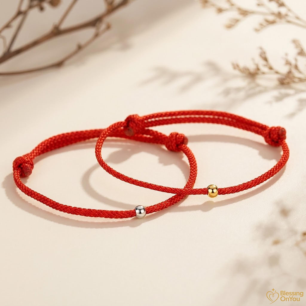 Buddhist Blessing Bracelet | 925 Silver Lucky Amulet Protection Bracelet | Red String Jewelry | Good Fortune Spiritual Gift | Minimalist