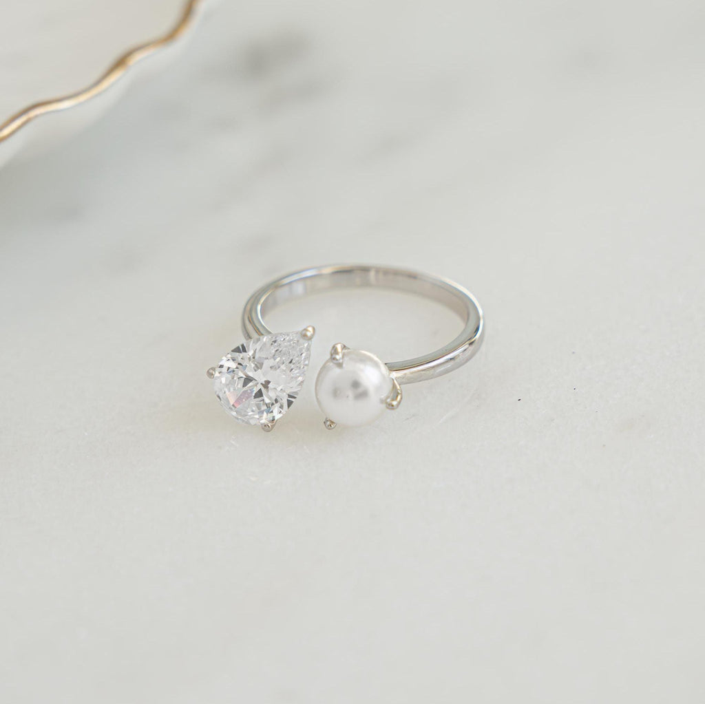 Toi et Moi Ring, Pearl Ring, Two Stone Ring, Promise Ring, Vintage Ring, Gift for Her, Gemstone Ring, Anniversary Gift, Pearl Jewelry