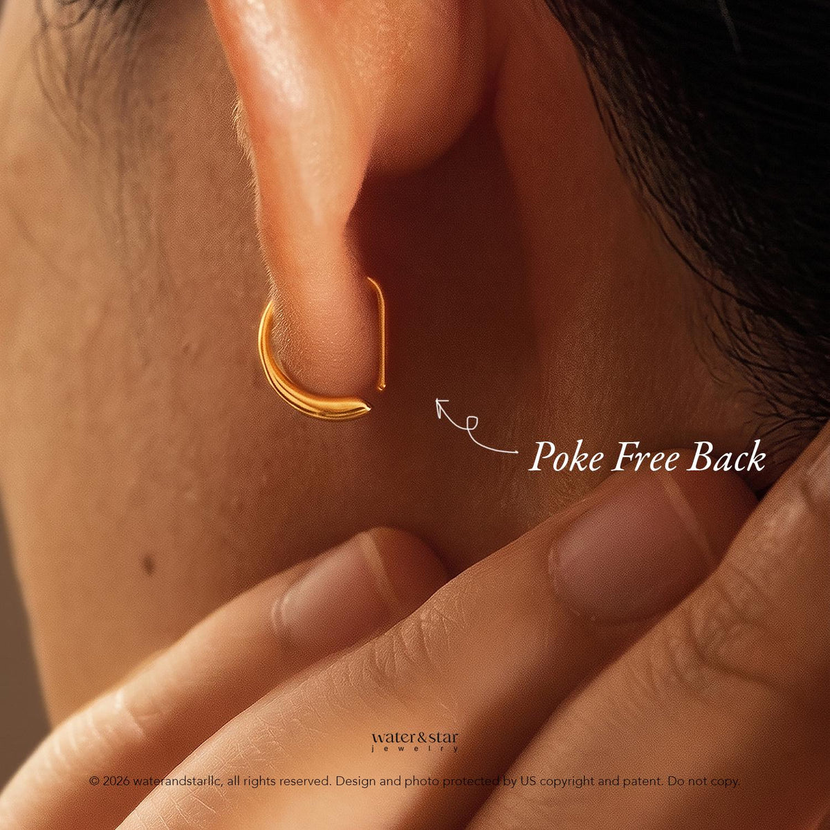 D Shape Sleeper Earrings, Open Hoop Earrings, Backless Half Hoops, Dainty Cartilage Hoop, Small Gold Huggie, Sterling Silver Nap Earrings